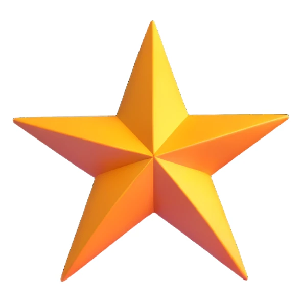 4-pointed star, three-dimensional, in a cartoon style, on a white background, bright colors, with a perspective composition, high saturation, prominent details, floating effect, lively atmosphere sticker