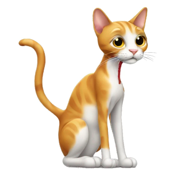 very thin cat with a long neck smoking cigar sticker