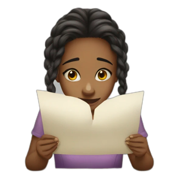 girl reading letter crying with happy eyes  sticker