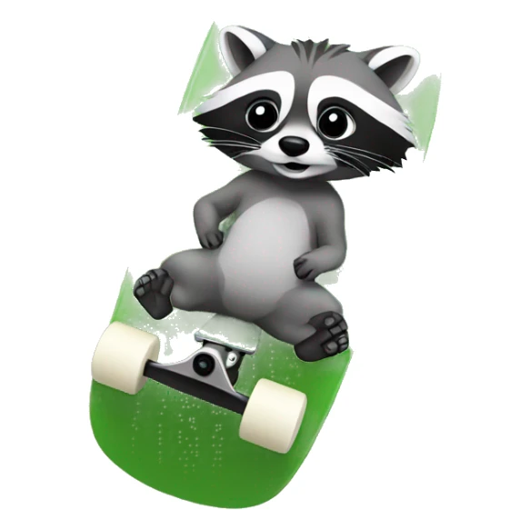 Raccoon on the green skateboard sticker