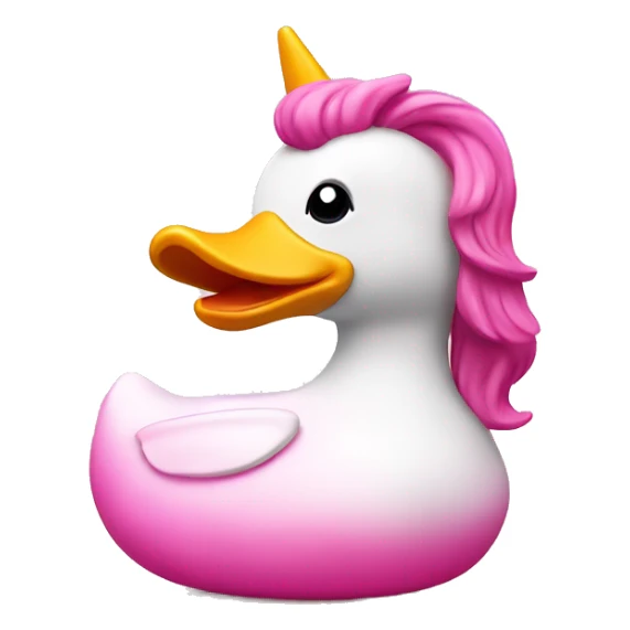 Rubber duck in form of a pink unicorn. Whole duck is pink sticker