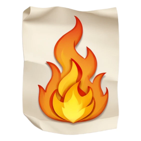 paper sheet with dialogue lines and small fire symbol sticker