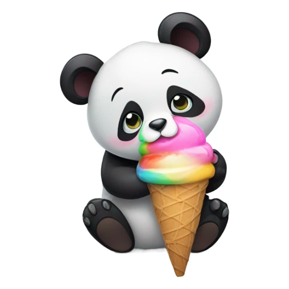 Panda eating ice cream sticker