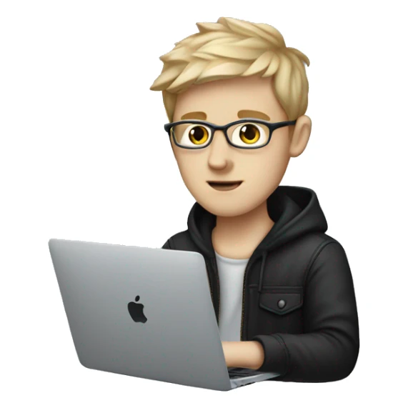 white boy Music producer with a macbook  sticker