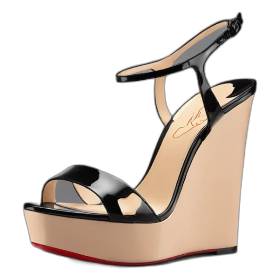Platform wedges black louboutin sandal patent sticker