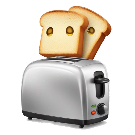 a toaster with toast excitedly popping up into the air sticker