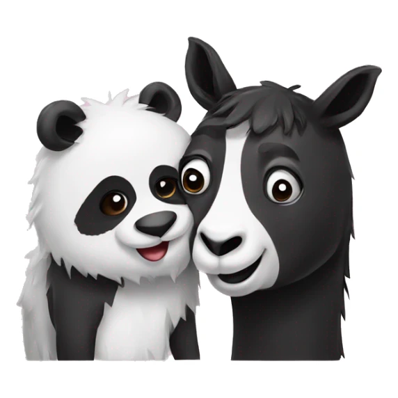 Panda and llama kissing  sticker