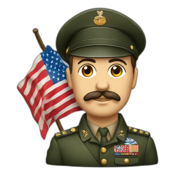 Joseph Staline avec un un drapeau américain sticker