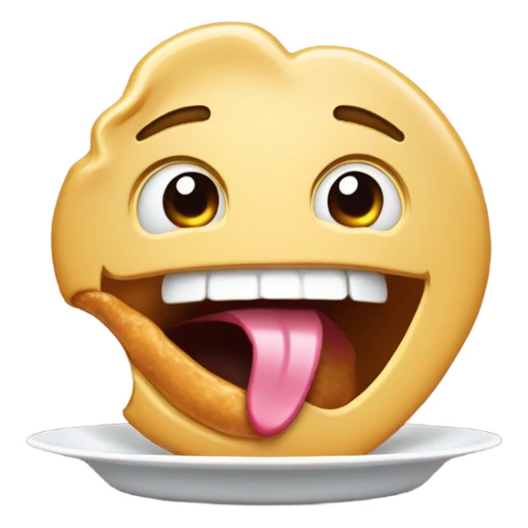 with mouth open and tongue sticking out drooling over food sticker