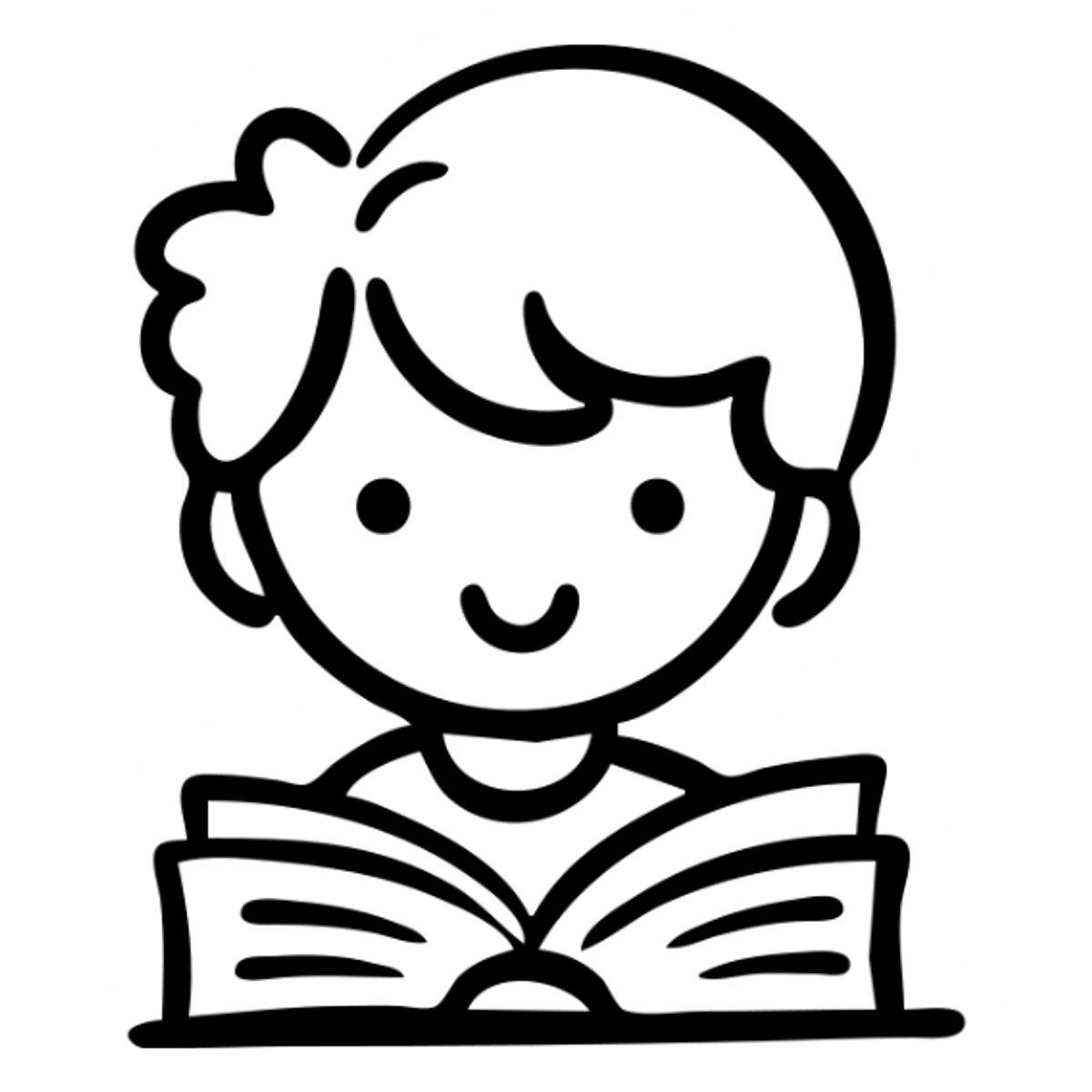 Literacy app icon with child reading a book sticker