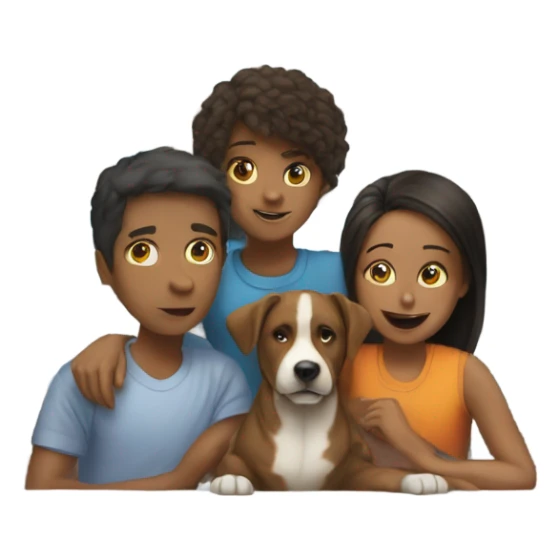 Boys on end girls in middle with dog by window sticker