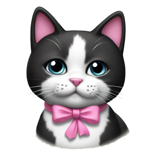 Black and white cat with a pink bow necklace sticker