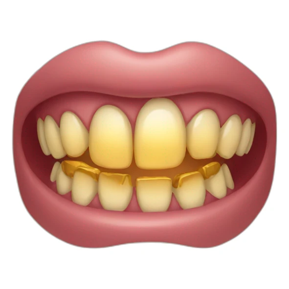 An emoji with golden teeth sticker