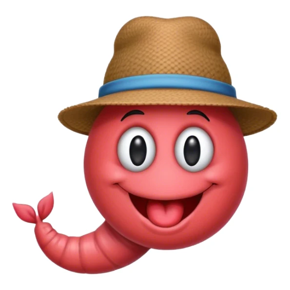 Worm with a hat and smiley face coming out nose  sticker