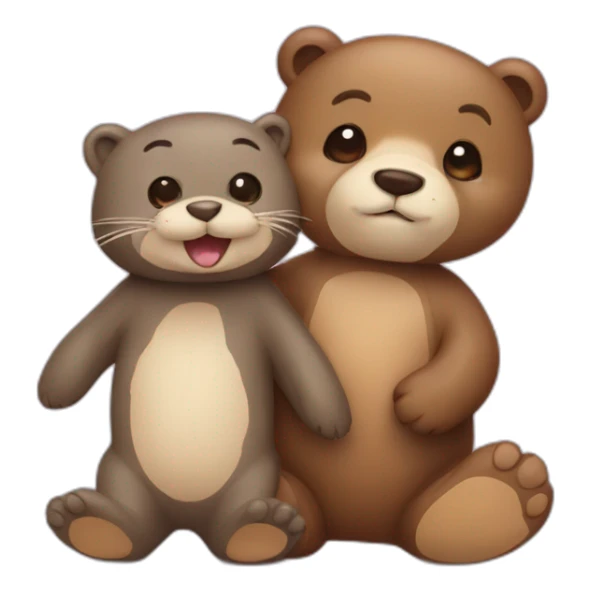an otter and a teddy bear in love sticker