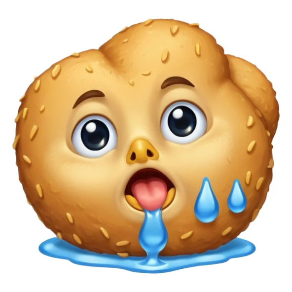 a chicken nugget crying loudly with blue tears sticker