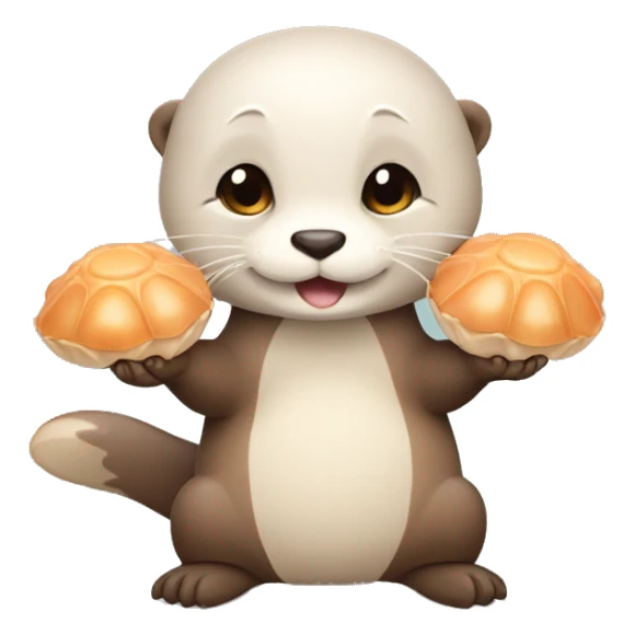Cute Otter holding a handful of scallops sticker
