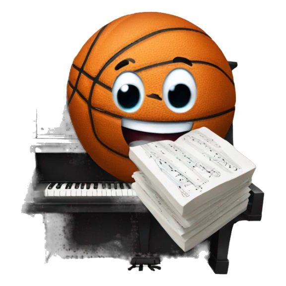 basketball with a grin playing piano sticker