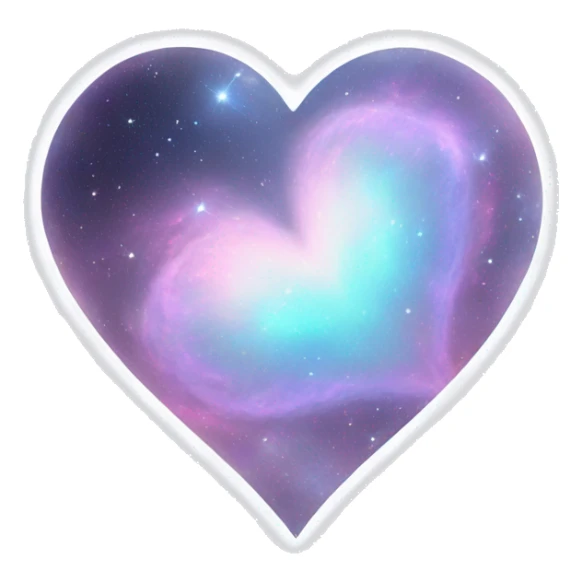 Pastel White iridescent nebula heart sticker