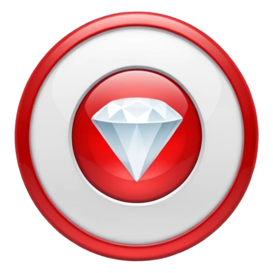 diamond CD emoji in minimalist style, red and white sticker
