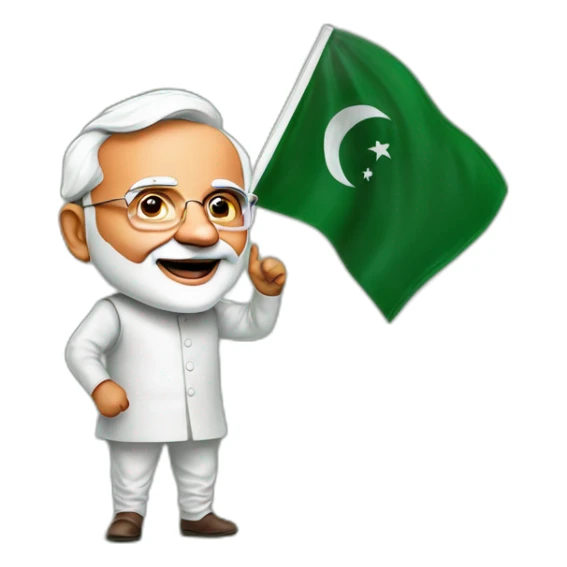 hyper realistic narendra modi waving pakistan flag sticker