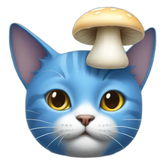 Blue cat with a white mushroom on the head sticker