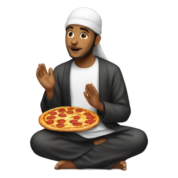 Muslim with pizza praying  sticker