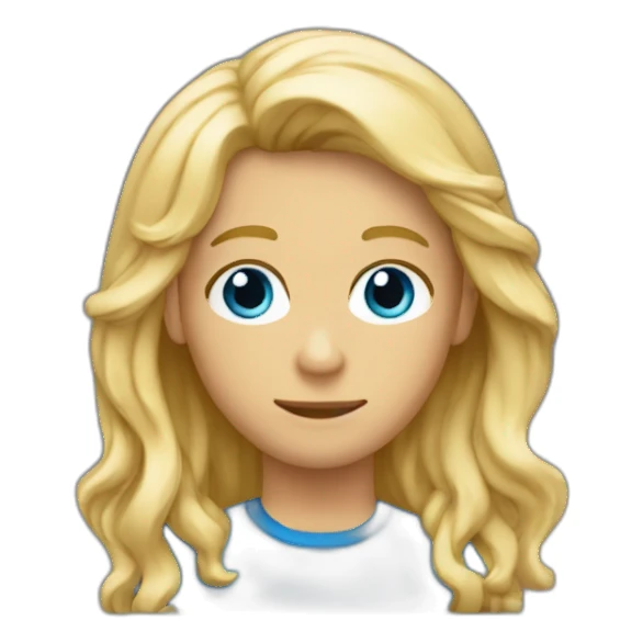 Un garçon au cheveux long, ondulé et blond avec des yeux bleus sticker