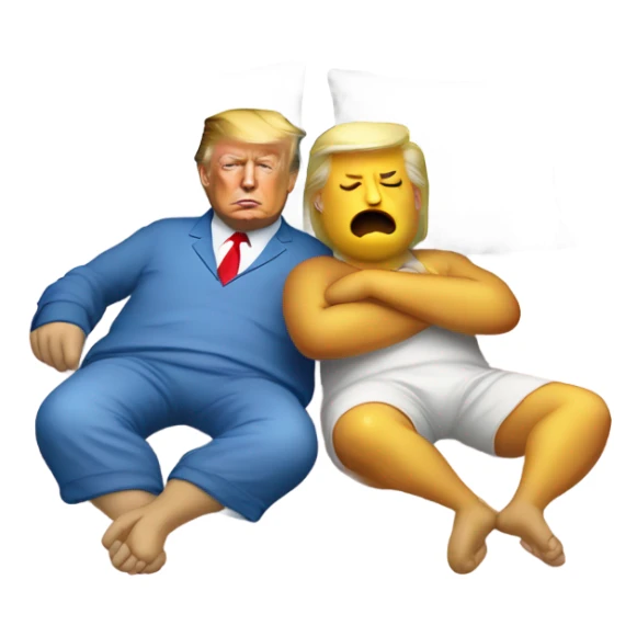 Trump and Biden sleeping next to eachother sticker