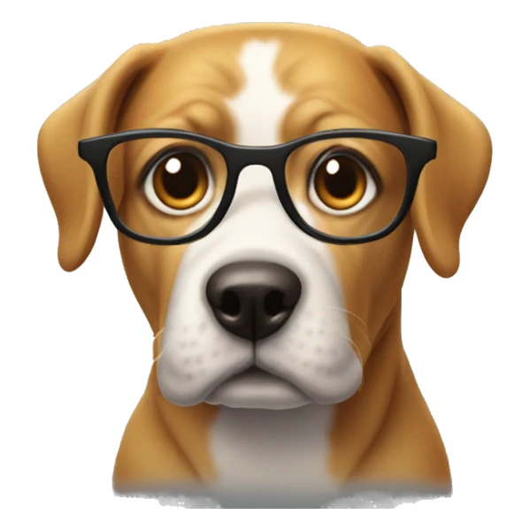 Dog with a one inch body and a huge head with glasses sticker
