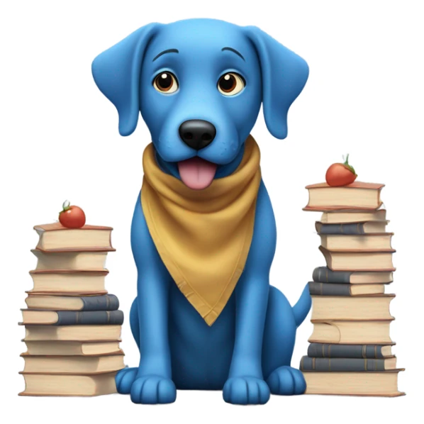 blue dog eating a kebab in a library  sticker