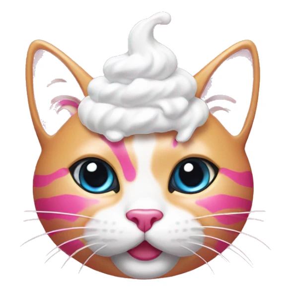 hot pink kitty cat with whipped cream on its head sticker