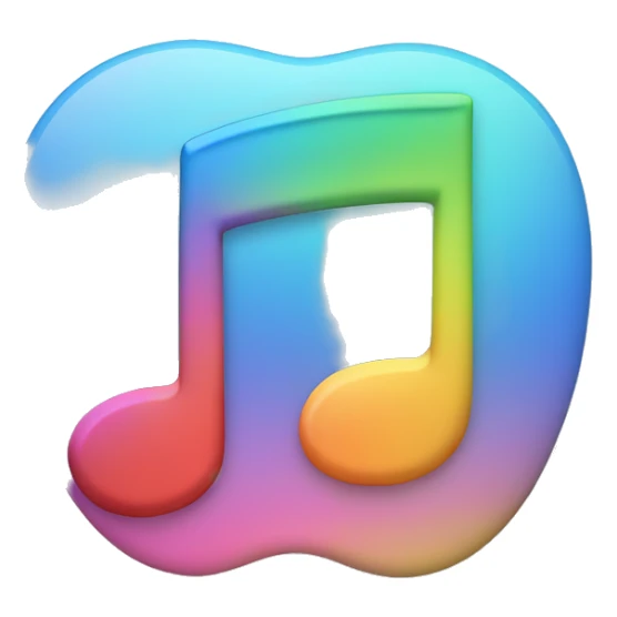 Apple Music logo come closer a bit with apple shape. Rainbow pastel colored with a bit blue light  sticker