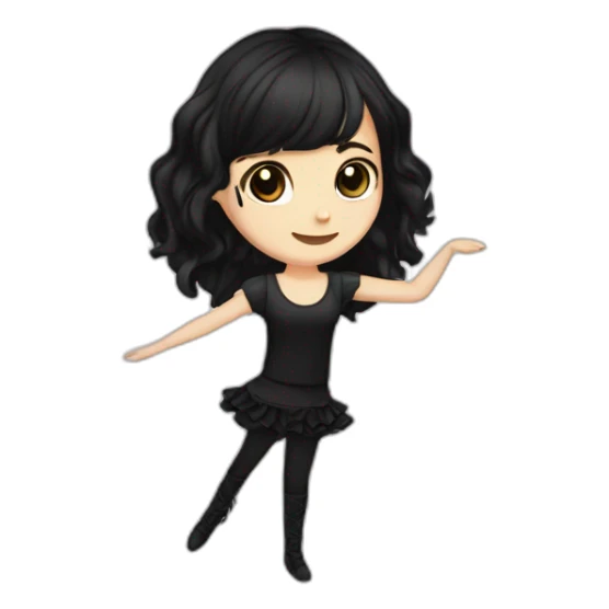 Caucasian-goth-girl-with-black-hair-and-brown-eyes--dancing sticker