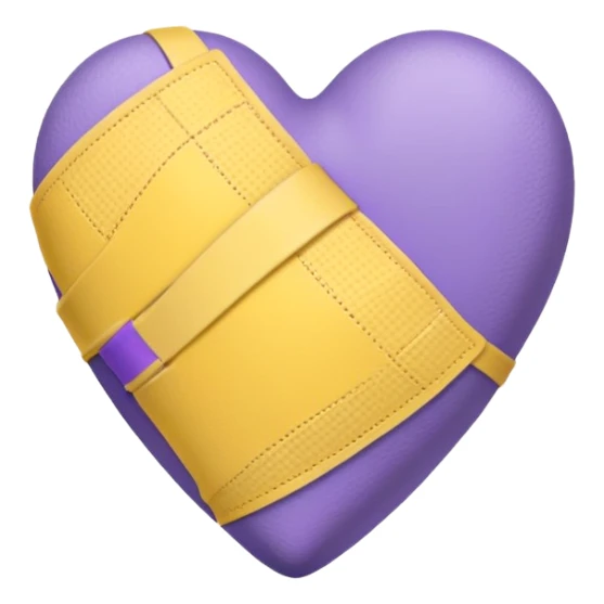purple and yellow heart with a bandage sticker