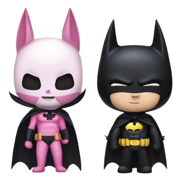 batman and kuromi from hello kitty holding hands  sticker