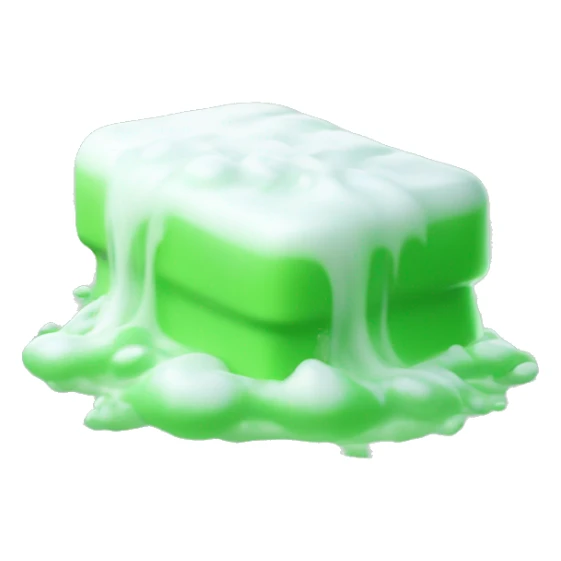 Bright green soap and lots of white foam sticker