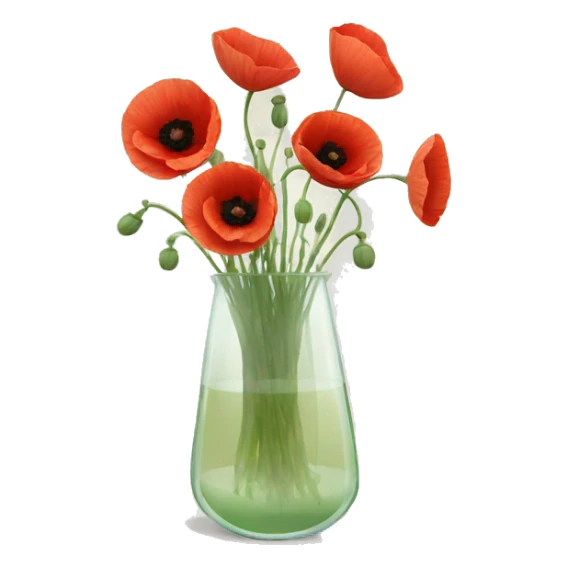 Poppies in a clear glass vase sticker