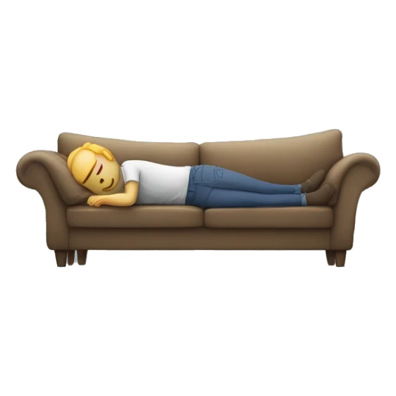 A person who has fallen asleep in an awkward position half on the couch and half on the floor. Blank face  sticker