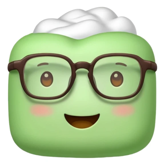 green marshmallow with glassess, just marshmallow sticker