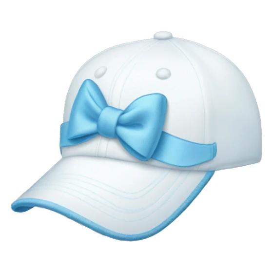 a white baseball hat with an embroidered light blue bow on it sticker