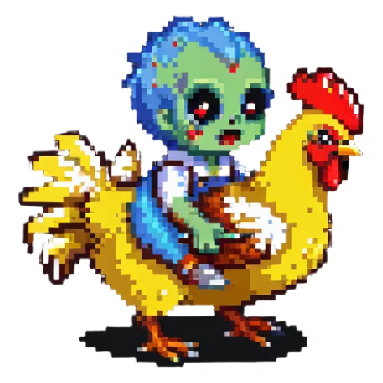 baby zombie riding a chicken, minecraft chicken jockey sticker