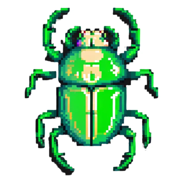 green shiny scarab with a skull as its body sticker