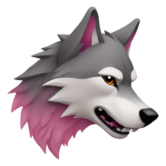 wolf head in profile in one pink color  sticker