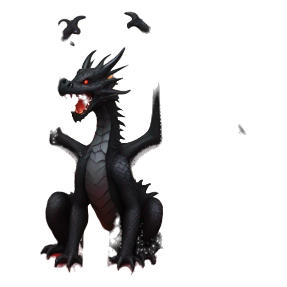 Black dragon breathing red flames, covered in thorned roses, surrounded by lanterns candles and fairy lights sticker