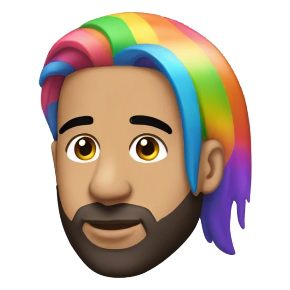 Generate emoji of Drake with rainbow hair sticker