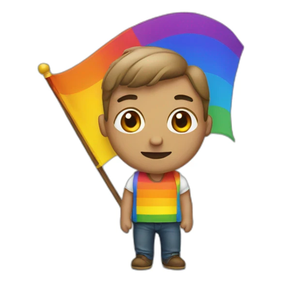 man wearing gay flag sticker