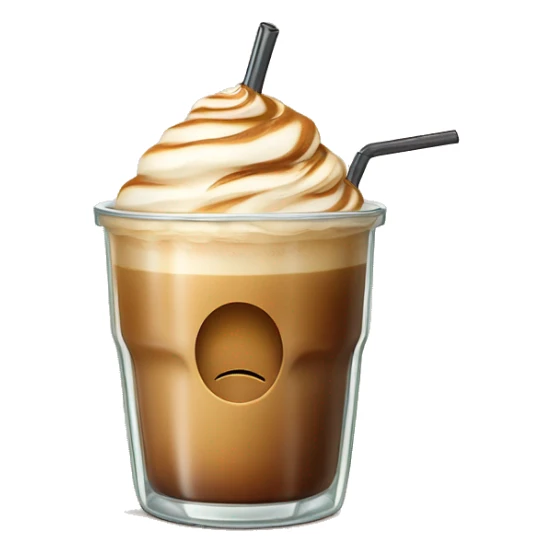 Dalgona coffee in a curvy glass with a straw sticker