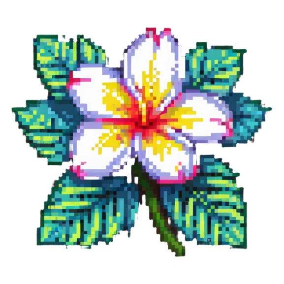 plumeria flower with tropical vibe, pixel art sticker