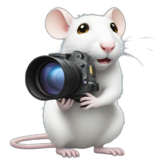 white rat filming a movie sticker